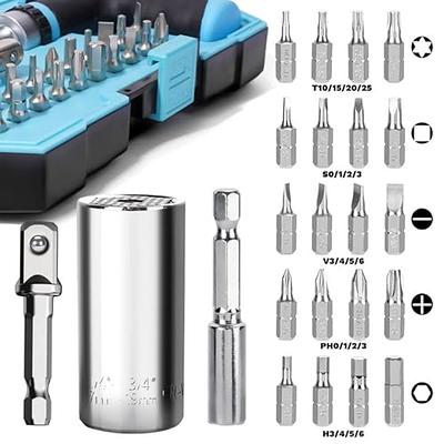 Super Universal Socket Gifts for Men - Tools Christmas Stocking Stuffers  for Adults Grip Socket Set with Power Drill Adapter, Gadgets for Men Dad  Him