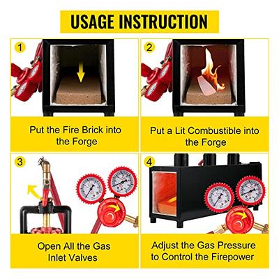 VEVOR Propane Knife Forge, Farrier Furnace with Three Burners, Portable  Square Metal Forge with Single Durable Door, Large Capacity, for