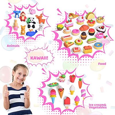 Food Erasers Pack of 4, Pencil Erasers for Kids Pull Apart 3D Mini Erasers  Assorted Food Cake Dessert Puzzle Erasers for Birthday Party Supplies  Favors, School Classroom Rewards and Novelty Toys