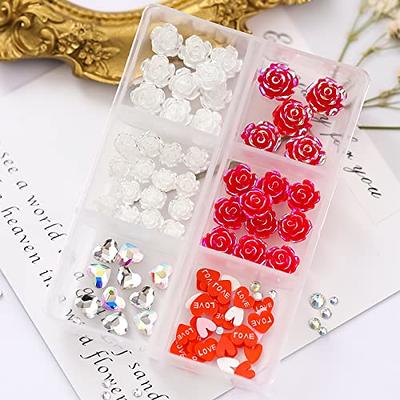 70pcs Valentines Red Rose Nail Charms White Flower Nail Art Decoration 3D  Heart Love Nail Rhinestones Sparkly Flat Back Gems Jewels Diamond for Women  Girls DIY Manicure Accessories - Yahoo Shopping