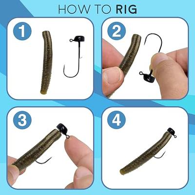 24 Pack Ned Rig Jig Hook Kits, Finesse Mushroom Jig Heads for Soft Lures,  Standa 