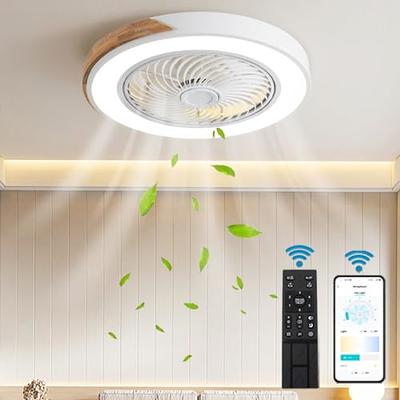 WWahuayuan 31.1 Inch Modern Ceiling Fan with Lights Remote Control