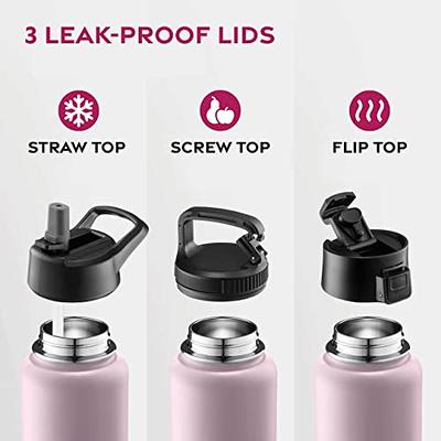 Wide Mouth Flip Straw Lid with Paracord Handle & Silicone Straw for Hydro Flask Pink