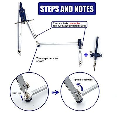 Mr. Pen- Professional Metal Compass with Wheel, Lock and Extension Bar for  Geometry, Drafting, Math, Drawing, Compass for Geometry, Tool for Drawing  Circles, Drawing Compass, Compass Drawing Tool