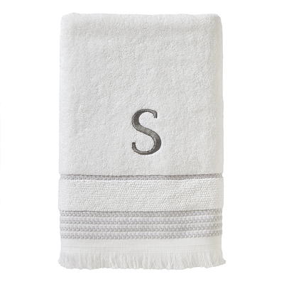 SKL Home Casual Monogram M Hand Towel Set, White, 2 Pc.