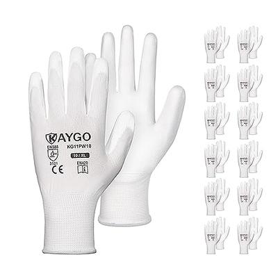 Work Gloves for men and women 12 Pairs, KAYGO KG11P, Seamless Knit Working  Glove with Polyurethane Coated for General Purpose 