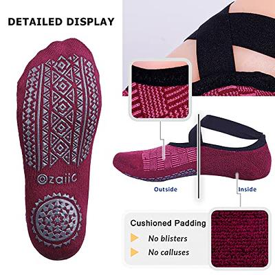  Toes Home Grip Socks for Women, Non Slip Pilates Yoga Crew Socks  for Barre Hospital Exercise Workout Sticky Athletic Slipper Socks 4 Pairs  Black : Clothing, Shoes & Jewelry