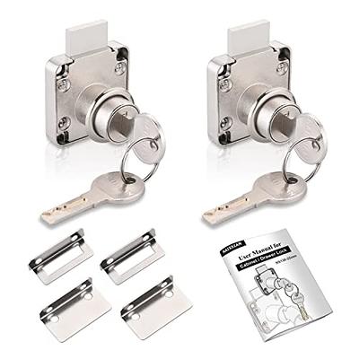 Desk Locks for Drawers with Key, 4Pcs Zinc Alloy Cam Lock for