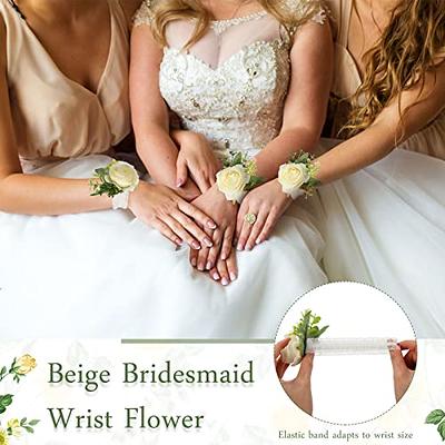 Bridesmaid flower bracelets | Flower bracelet, Handmade flowers, Bridesmaid  flowers