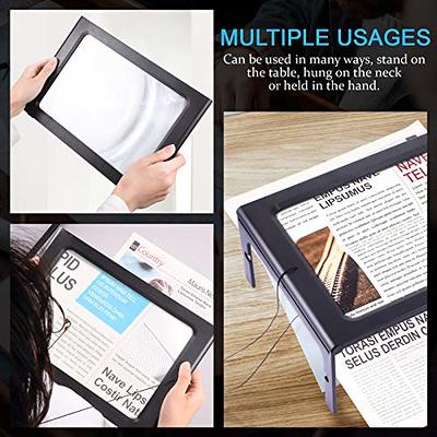 4X Magnifying Glass with Stand, 10x6 Flexible Gooseneck Magnifying, Large  Page Magnifier for Reading Small Prints & Low Vision Seniors with Aging  Eyes Black 4X