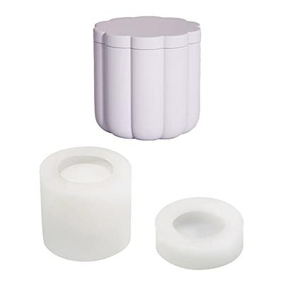 Cylinder Concrete Candle Vessel Mold Cement Candle Jar Silicone Moulds with  Lid