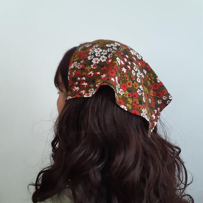 Silk Hippie Boho Bandana, Square Head Scarf, Bohemian Hair Wrap