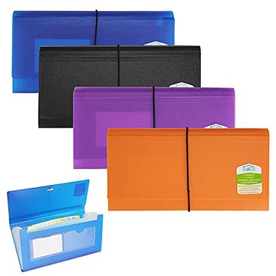 Harloon 4 Pcs Expanding File Folder 13 Pockets File Organizer with Labels  A4 Letter Size Receipt Document Organizer Plastic Expandable Filing Folders