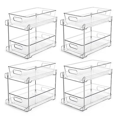  Vtopmart 2 Tier Bathroom Storage Organizer, 2 Pack Clear Under  Sink Organizers Vanity Counter Storage Container, Medicine Cabinet Drawers  Bins, Pull-Out Organization with Track for Pantry, Kitchen : Home & Kitchen