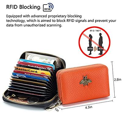 imeetu RFID Credit Card Holder, Small Leather Zipper Card Case Wallet for  Women(Orange) - Yahoo Shopping
