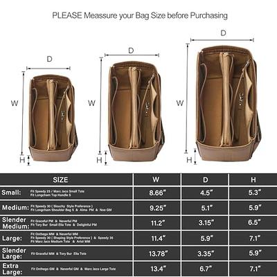 Doxo Purse Organizer for LV Boulogne Bags,Tote Bag Insert with  Zippers,Multi-pockets Handbags Shaper Dividers (Brown-Felt)