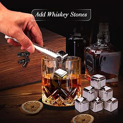 Whiskey Stones Gift Set for Men and Women with Wooden Box and Velvet Bag