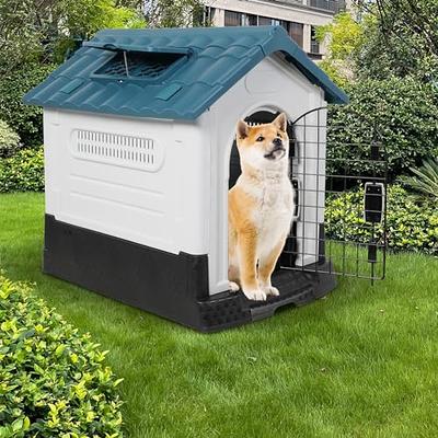 A4Pet Small Dog House Outdoor, Wooden Dog House with Waterproof Roof &  Lifted Feet Pad for Small Dogs Outside