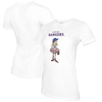 Texas Rangers Tiny Turnip Women's Blooming Baseballs 3/4-Sleeve Raglan T- Shirt - White/Royal