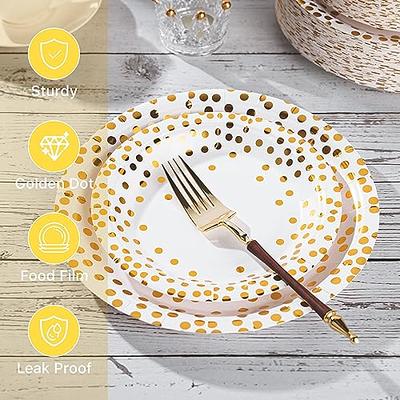 White and Gold Party Supplies 200pcs Disposable Paper Set Includes