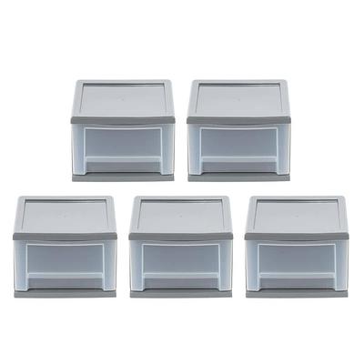 Iris USA 6 Quart Stack & Pull Clear Storage Box, Gray, 12 Pack