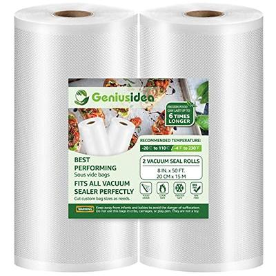 VacYaYa 4 Pack 11X50 Rolls (Total 200 feet) Vacuum Sealer Bags Rolls with  BPA Free,Heavy Duty,Great for Sous Vide and Vac Seal storage Rolls