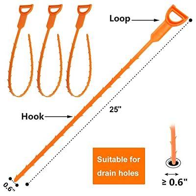 PDHTC Drain Clog Remover Tool,34inch Flexible Drain Snake Clog Remover and  7 Pack 19.7 inch of Plastic Sink Unclogging Tools for Sewer,Sink,Toilet