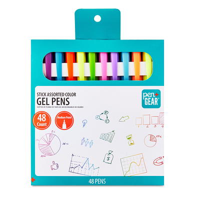 Pen+Gear Gel Stick Pens, Medium Point, Assorted Colors, 100 Count