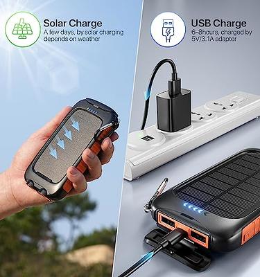 Solar Charger,38800mAh Portable Solar Power Bank,Waterproof External Backup  Battery Power Pack Charger with 2 USB/LED Flashlights Compatible with