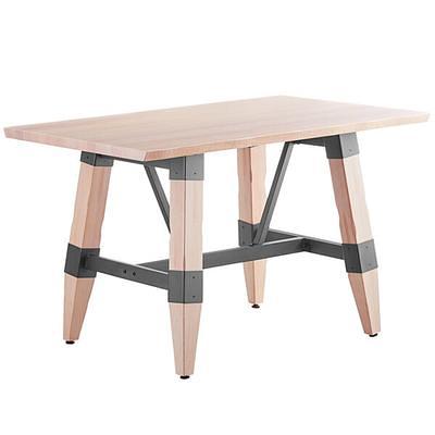 Lancaster Table & Seating 36 Square Standard Height Recycled Wood Butcher  Block Table with 4 Black