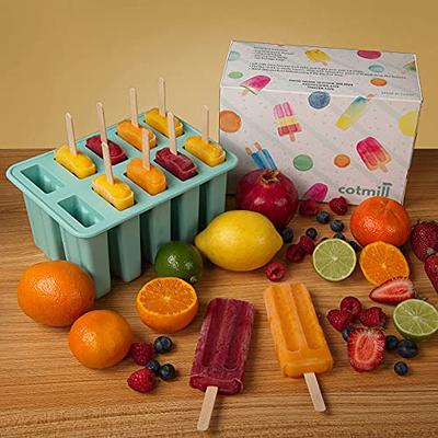 COTMILL Silicone Popsicle Mold Set -Premium Reusable Home made Ice Pops Tray  for Kids Food Grade