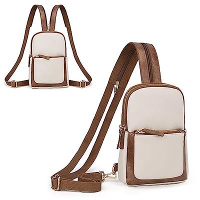 UTO Sling Bag for Women Crossbody Trendy Chest Belt Bag Convertible  Backpack Purse with Wide Shoulder Zip Straps