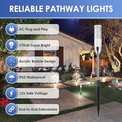 B-right LED Pathway Lights Outdoor, 6 Pcs 4.8W Garden Lights AC