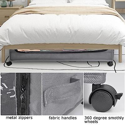 Under Bed Storage Containers ,2 Pack Bedroom Storage Organization with  Wheels , Large Under Bed Storage Drawer Bins for