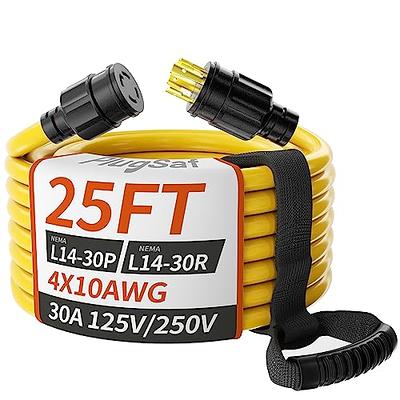  Yodotek 40FT Heavy Duty Generator Locking Power Cord NEMA  L14-30P/L14-30R,4 Prong 10 Gauge SJTW Cable, 125/250V 30Amp 7500 Watts  Yellow Generator Lock Extension Cord with UL Listed : Patio, Lawn 