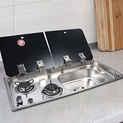 Boat Caravan RV Camper Burner LPG Gas Stove Hob and Sink Combo With Glass  Lid and Faucet