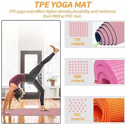  Instructional Yoga Mat with Poses Printed On It & Carrying  Strap - 75 Illustrated Yoga Poses & 75 Stretches - Cute Yoga Mat For Women  and Men - Non-Slip, 1/4