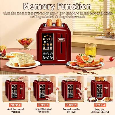 SEEDEEM Toaster 2 Slice, Stainless Steel Bread Toaster with LCD Display and Touch Buttons, 50% Faster Heating Speed, 6 Bread Selection, 7 Shade Settin