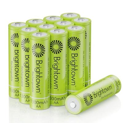 Brightown 12 Pack Rechargeable Battery AA, NiMH Pre Charged Double A  Battery for Solar Lights and Household Devices, Recharge up to 1200 Cycles