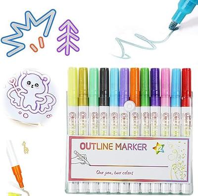 Double Lines Contour Art Pens, Marker Pens Scrapbooking