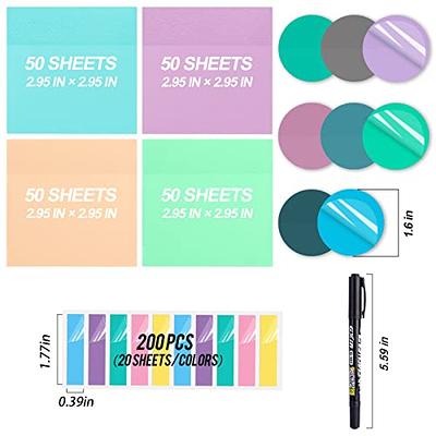 Mr. Pen- Transparent Sticky Notes, Pastel Colors, Round