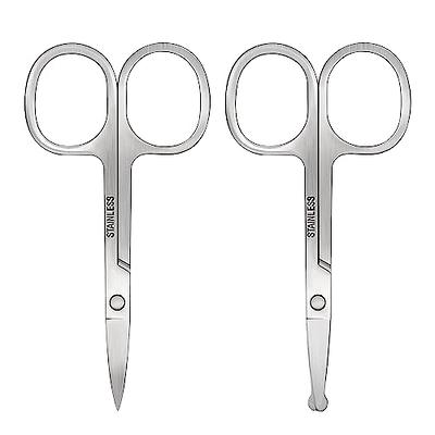 BYKIKIO Small Grooming Scissors 2PCS Professional Stainless Steel Trimming  Scissors for Men Women Curved and Rounded Facial Hair Scissors for Eyebrow  Nose Hair Mustache Beard Eyelashes and Ear Hair - Yahoo Shopping