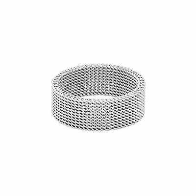 Geoffrey Beene Stainless Steel Men's Comfort Fit Mesh Ring (Silver