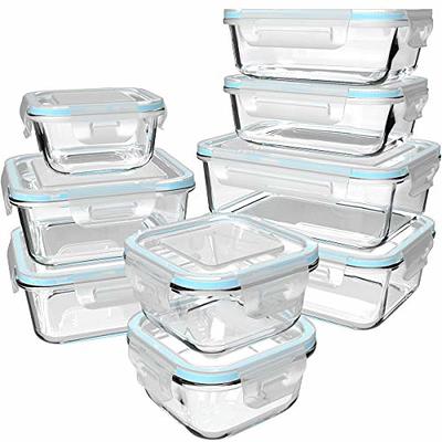 2 Compartment Glass Food Storage Containers with Snap Locking Lids, BPA  Free, Leak-proof 