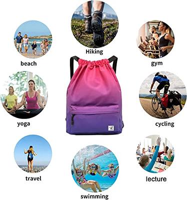 Peicees Waterproof Drawstring Sport Bag Lightweight Sackpack Backpack for  Men and Women