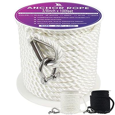 Better Boat Premium Anchor Rope Double Braided Boat Anchor Line 100 ft White Marine Grade 3/8 Rope