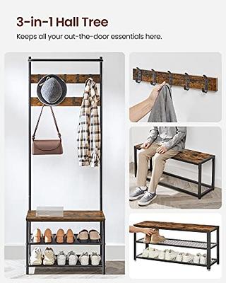 Coat Rack Shoe Bench, 4-in-1 Hall Tree Storage Bench for Entryway, Wood  Look Accent Large Shoe Rack Bench with Storage Shelf Hanging Bar,8 Hooks