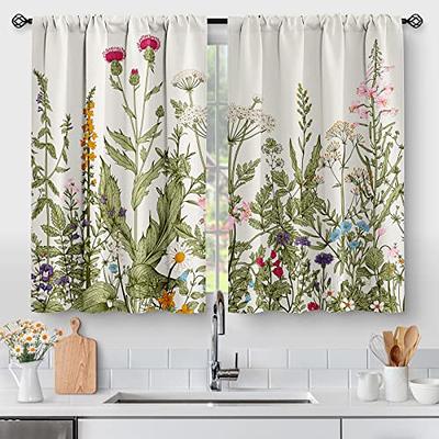 Fl Rustic Plant Kitchen Curtains Spring Flower Botanical Vintage Farmhouse Country Green Leaves Cafe Short Tier Decor Wildflower Rod Pocket Window Ds 36 Inch Length 2 Panels Set Yahoo Ping