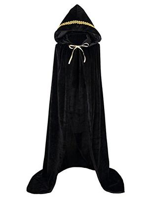 GORAIS Black Velvet Hooded Cloak Short Cape Halloween Cosplay Costume  Cloaks for Women