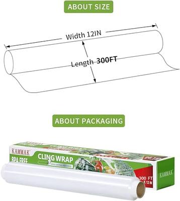 Plastic Wrap with Slide Cutter 12 Inch X 300 Square Foot Roll KAMMAK Cling  Wrap for Food BPA-Free Microwave-Safe Kitchens Quick Cut Food Service Film  (Pack of 2) - Yahoo Shopping